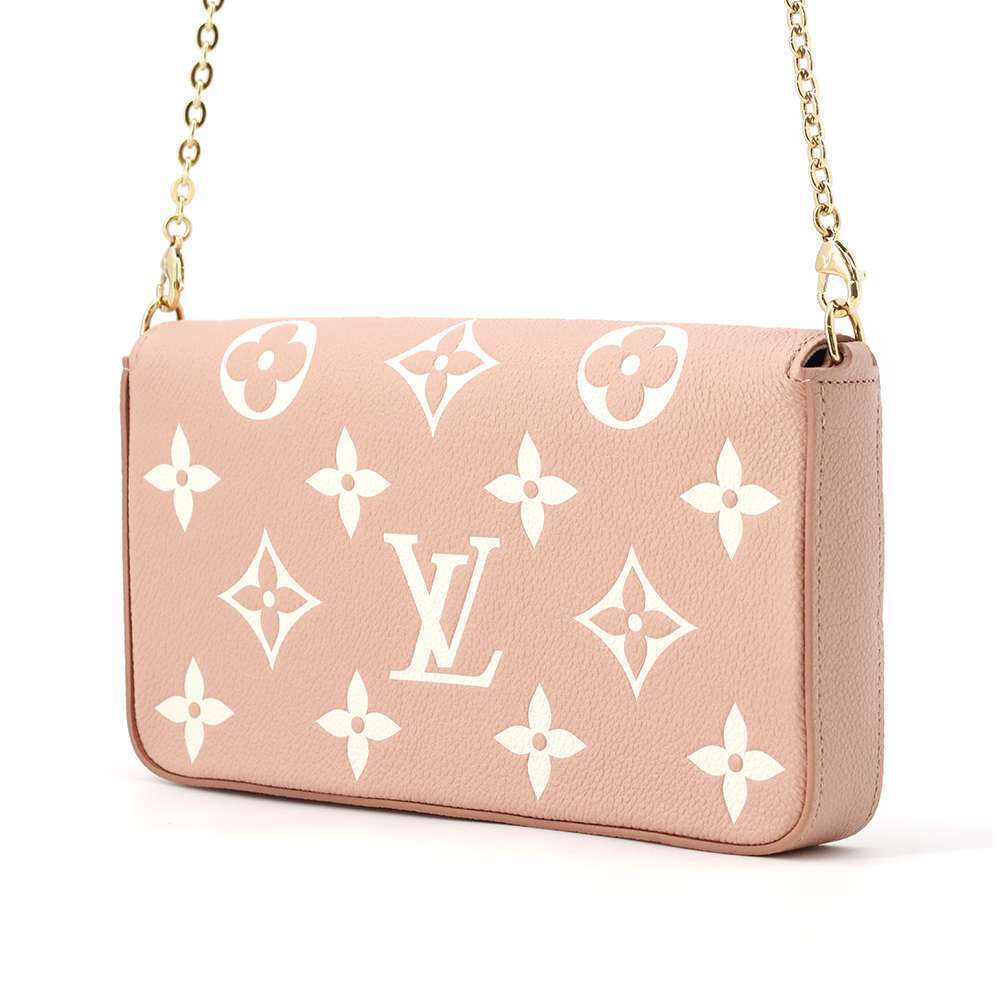 Louis Vuitton Felicie Pink Chain Empreinte Monogram Pochette Wallet Pink